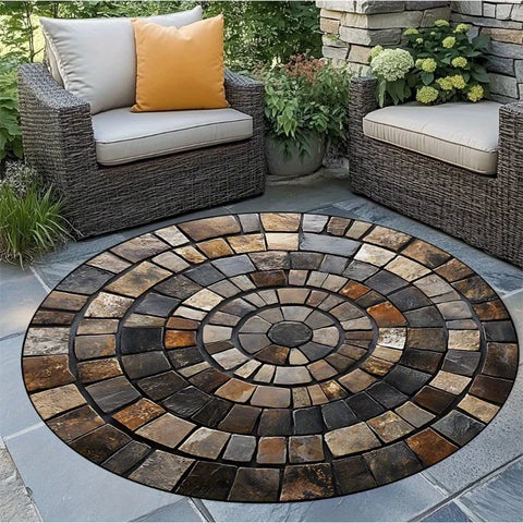 Navak Carpet Spiral Stone Mat, Durable Polyester, Hand-Washable & Fade-Resistant, Stylish Round Area Rug for Outdoor/Indoor
