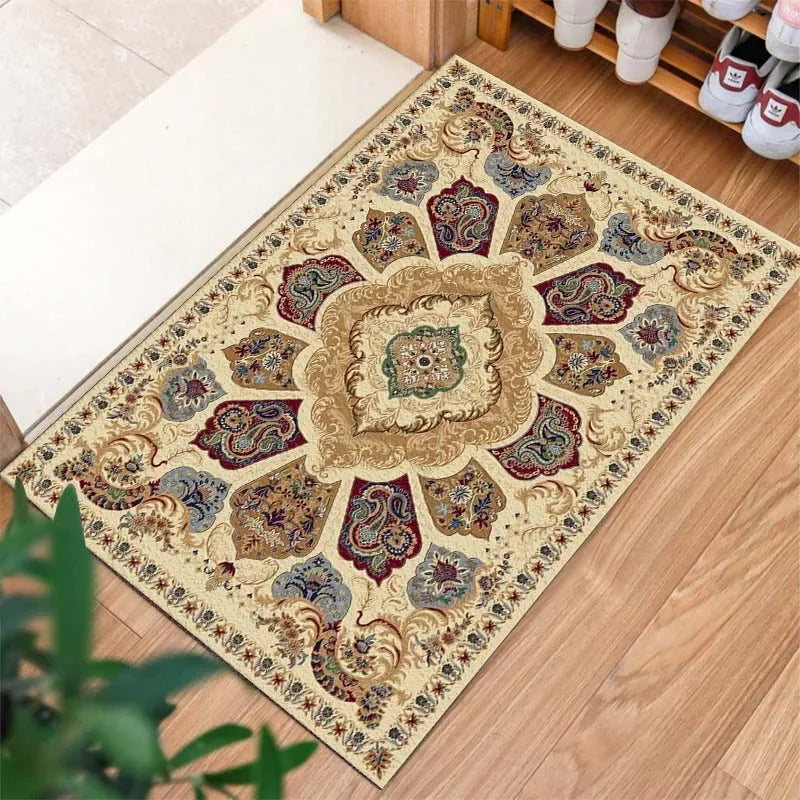 Navak Carpet Rug Anti-Slip Washable Floor  for Kitchen Laundry Room Retro Pattern   Corridor Entrance Door Mat