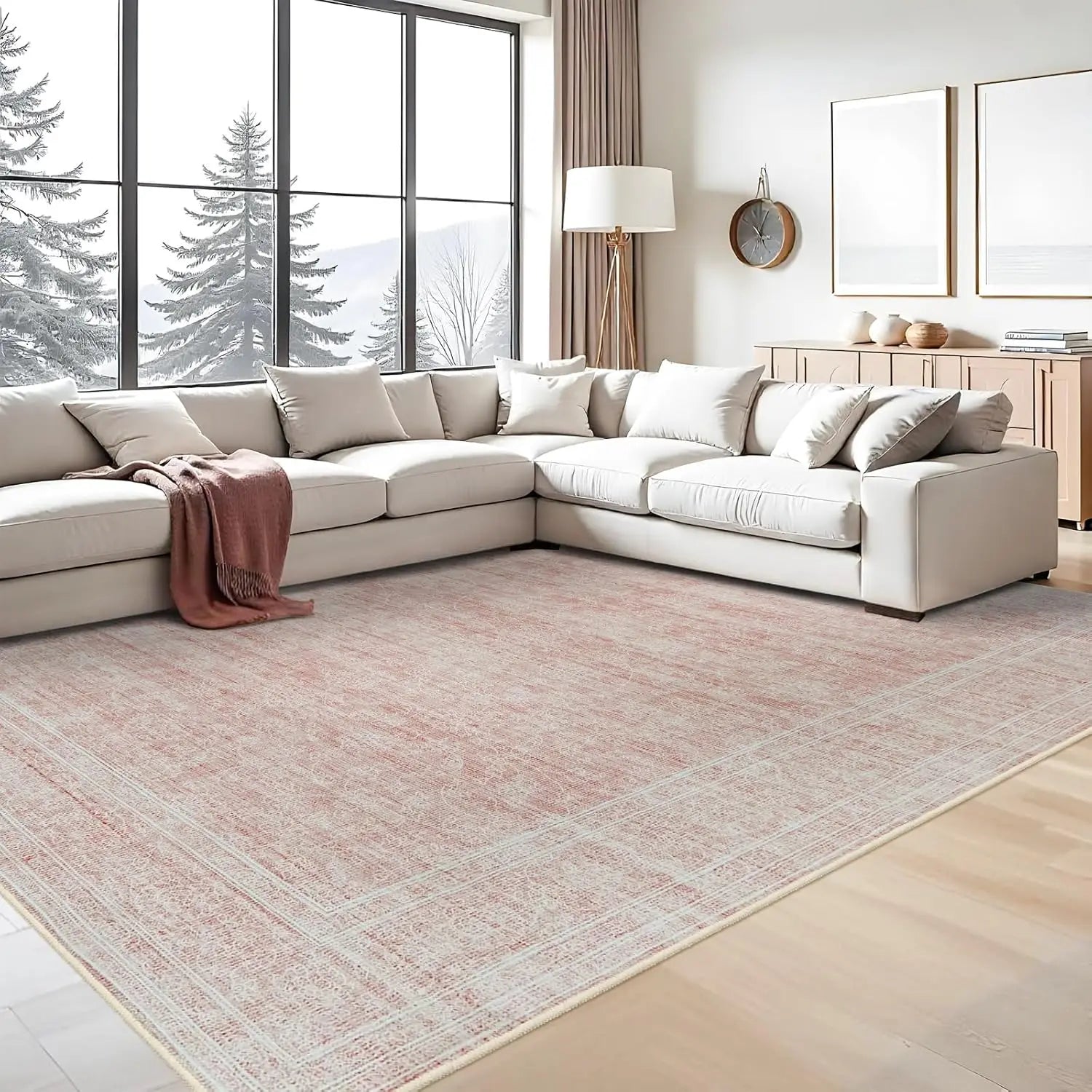 Navak Carpet Washable Oriental Area Rug  Rugs for Living Room Soft Carpet for Bedroom Waterproof Floral Distressed Indoor Stain