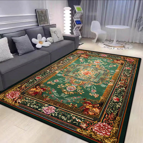 Navak Carpet  Persian Style Big Size Green Carpet Living Room Non-slip Easy Cleaning Coffee Tables Mat Soft Foldable Dining Room Decor Rug