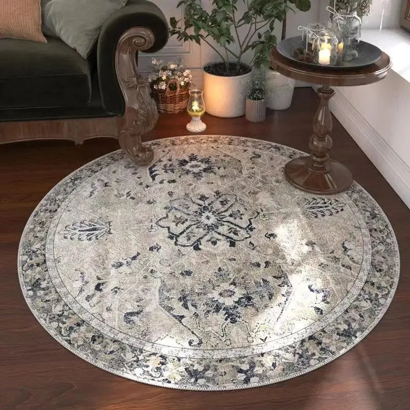 Navak Carpet Moroccan Floral Round Carpet, Washable For Living Room & Dining