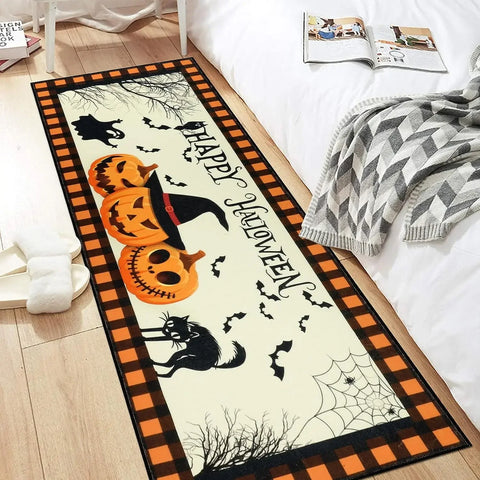 Navak Carpet Halloween Horror Pumpkin Kitchen Hallway Balcony Rugs Home Decor Bedroom Bedside Foot Mat Bathroom Laundry Room Anti-slip Mat