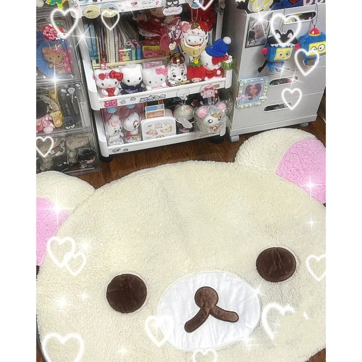 Navak Carpet Cartoon Rilakkumas Plush Rug Kawaii Korilakkuma Bear Soft Floor Mat Bedroom Chair Bedside Lounge Rug Bathroom Doormat Home Decor