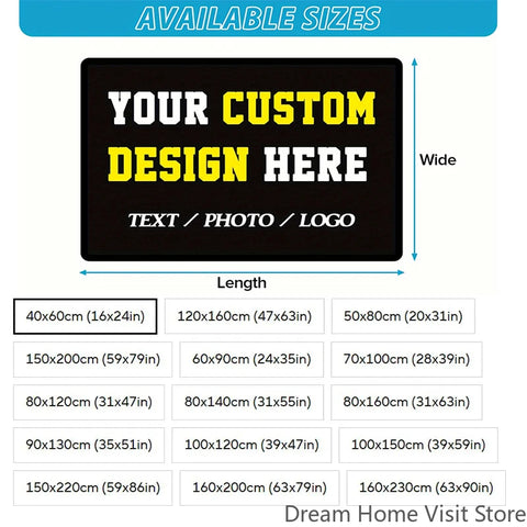 Navak Carpet Custom Photo Text Area Mat Carpet Rug Printed Rectangle Rugs for Adult Yoga Living Room Decorative Personalized Entrance Doormat