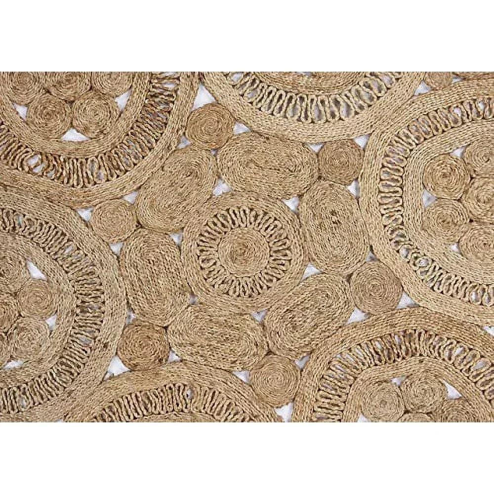Navak Carpet Natural Braided Jute Round Area Rug Handmade Indoor Carpet Soft Bohemian Geometric Design Home Decor Dining Room Bedroom Living