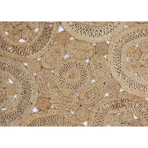 Navak Carpet Natural Braided Jute Round Area Rug Handmade Indoor Carpet Soft Bohemian Geometric Design Home Decor Dining Room Bedroom Living
