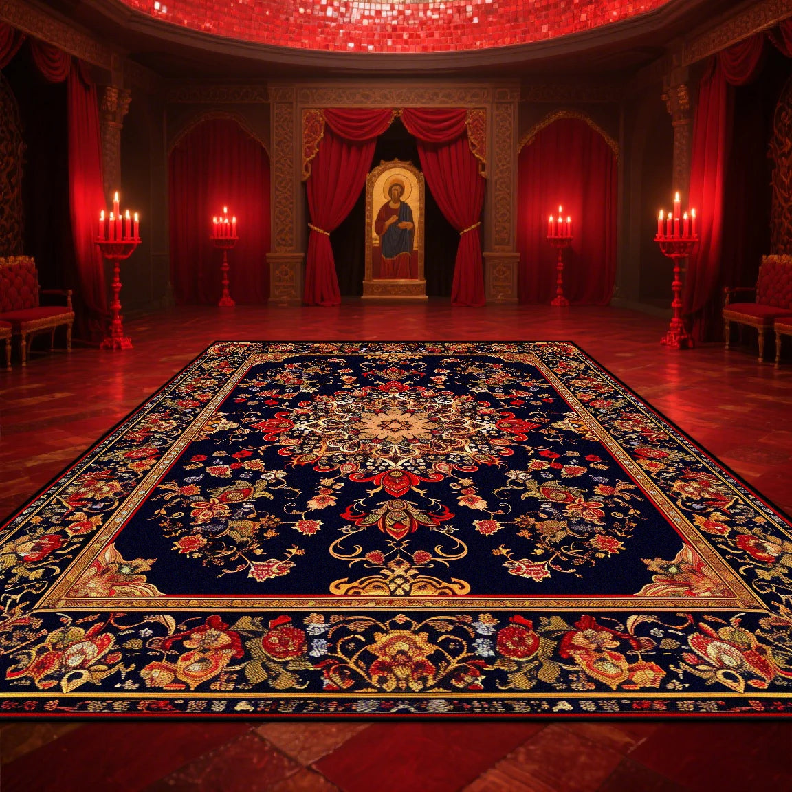 Navak Carpet Persian American Retro Carpet Large Area Living Room Decoration Home Ethnic Style Bedroom Rug Cloakroom Lounge Soft Mat Non-slip