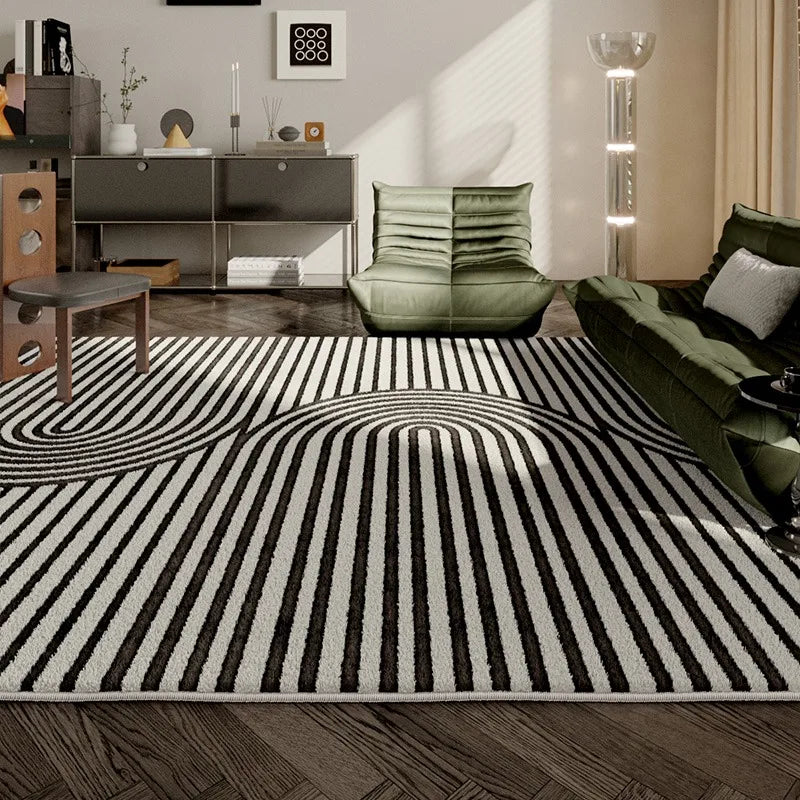 Navak Carpet French Simple Living Room Carpet Modern Light Luxury Plush Anti-slip Coffee Table Rug Home Decor Lines Bedroom Soft Floor Mat 러그