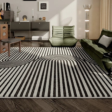 Navak Carpet French Simple Living Room Carpet Modern Light Luxury Plush Anti-slip Coffee Table Rug Home Decor Lines Bedroom Soft Floor Mat 러그