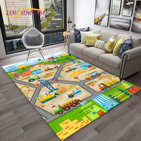 Navak Carpet Child Playmat Traffic Highway City Playroom Carpet Rug for Home Living Room Bedroom Doormat Decor, Area Rug Non-slip Floor Mat