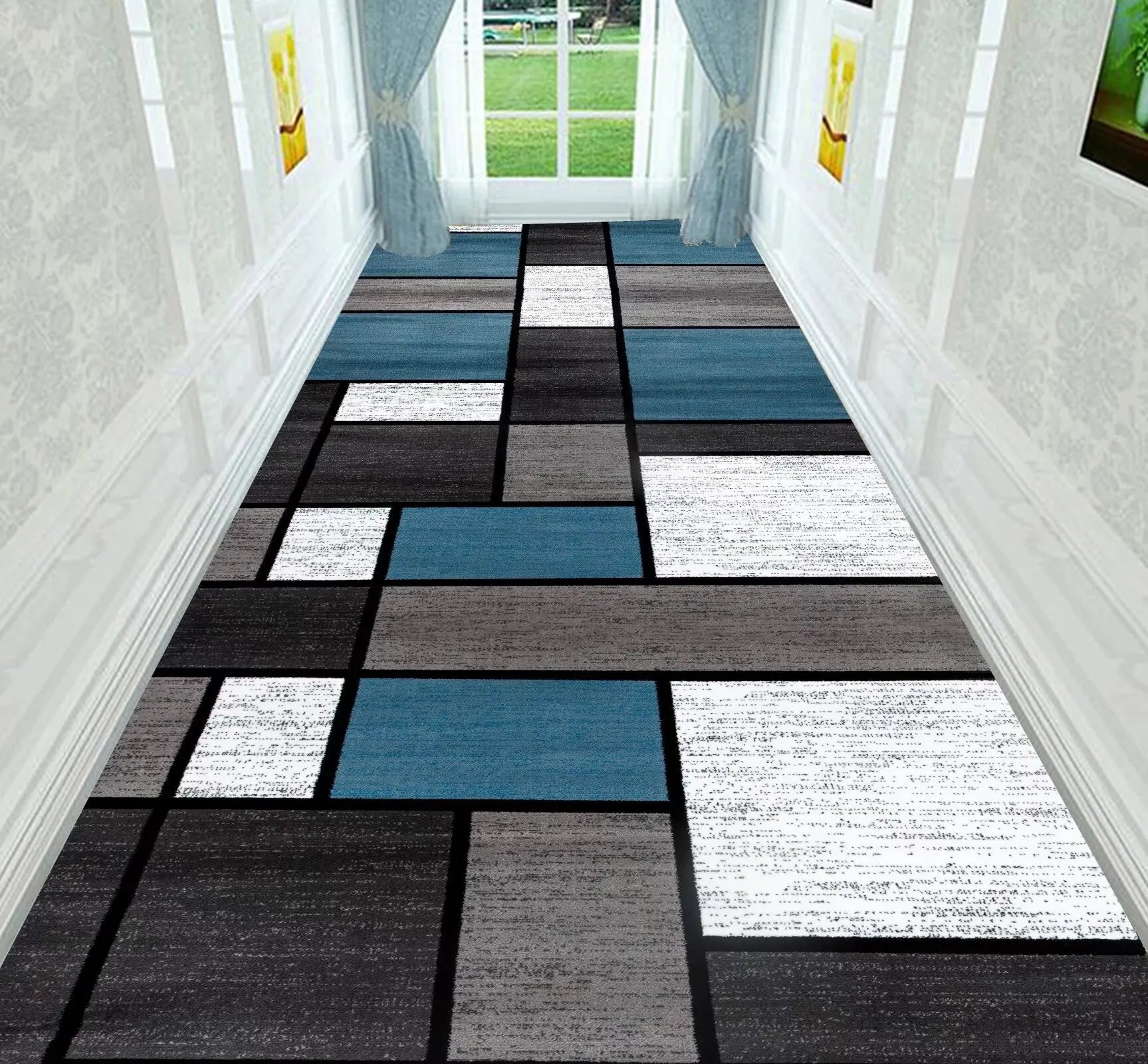 Navak Carpet Nordic Modern Villa Long Corridor Carpet Runner Hall Passageway Home Large Rugs Stairway Comfortable Durable Washable Floor Mat