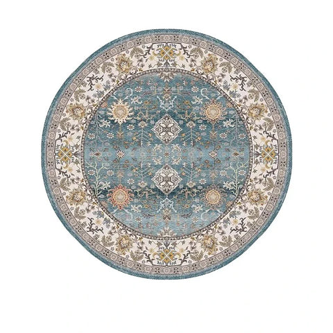 Navak Carpet Exclusive Picks Bohemian Retro Round Loop-Pile Carpet - Vintage Circular Area Rug for Coffee Table, Sofa & Bedroom Non-Slip Home Deco