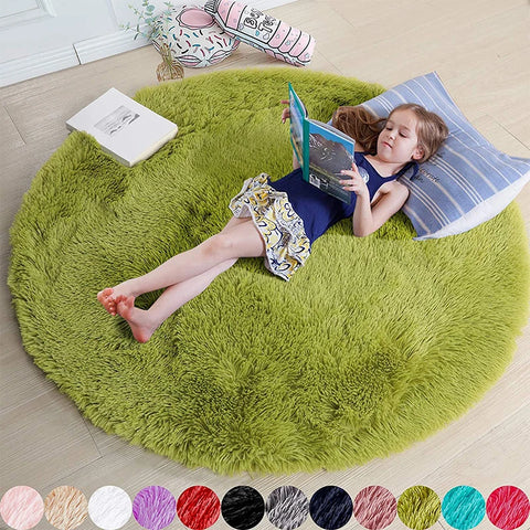 Navak Carpet Fluffy Round Rugs For Girls Bedroom Soft Shaggy White Carpet In The Living Room Bedside Rugs Pink Home Decor Hairy Baby Play Mat