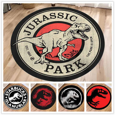 Navak Carpet Cartoon Dinosaur Print Round Carpet Non Slip Circular Rugs for Children Bedroom Decor Home Living Room Sofa Balcony Hallway Mat
