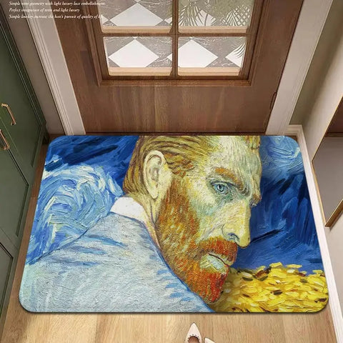 Navak Carpet Van Gogh Art Door Mat Wrinkle-Resistant Doormat Hallway Indoor Entrance Floor Decorative Washable Carpet Non-slip Easy Clean Rug