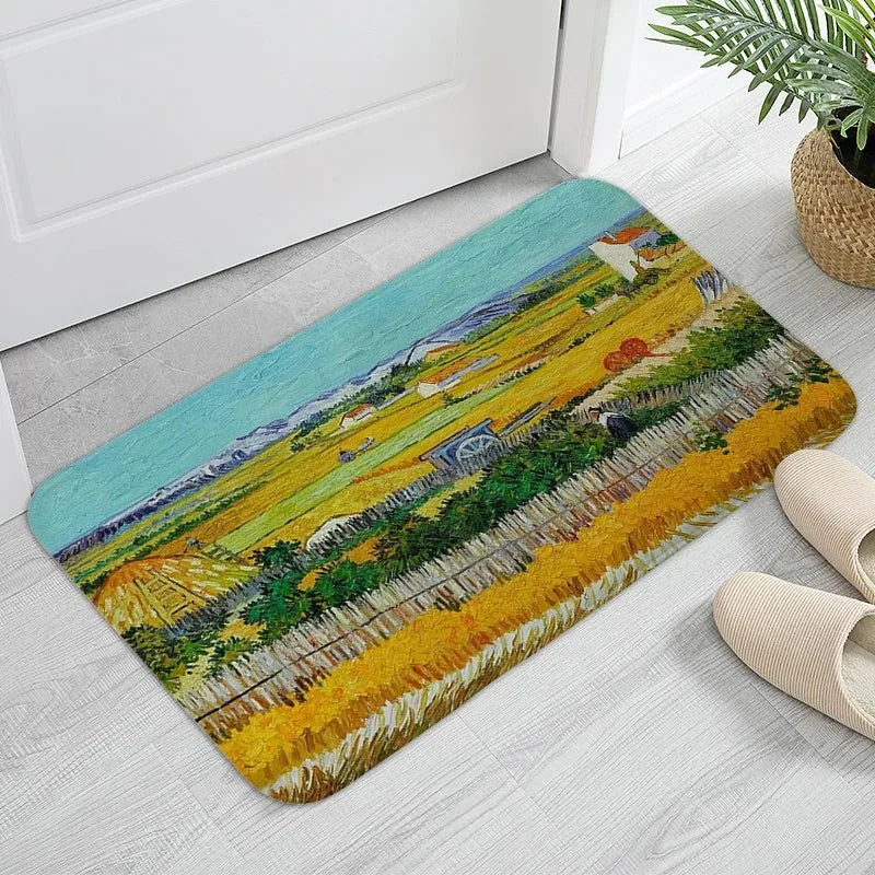 Navak Carpet MINOSO Van Gogh Art Door Mat Oil Painting Style Carpet Floor Mat Welcome Mat Door Mat Entrance Kitchen Rug Outdoor Rug Anime Rug
