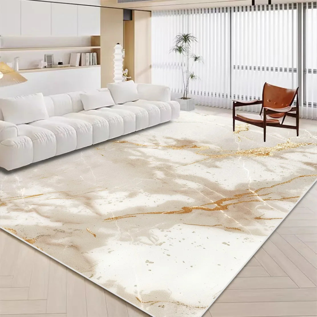 Navak Carpet Luxury White Marble Carpet for Living Room Nordic Gold Decoration Home Tapis Non-slip Washable Rugs for Bedroom Ins Floor Mat 러그