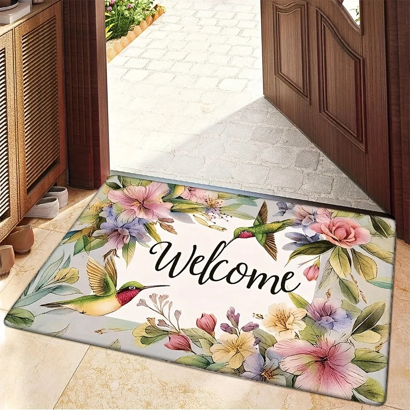 Navak Carpet 1pc Magpie Flower Fresh Doormat, Machine Washable, Polyester Fabric, Non-slip, Suitable for Bedroom Living Room Entrance