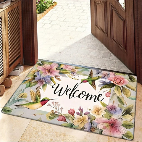 Navak Carpet 1pc Magpie Flower Fresh Doormat, Machine Washable, Polyester Fabric, Non-slip, Suitable for Bedroom Living Room Entrance