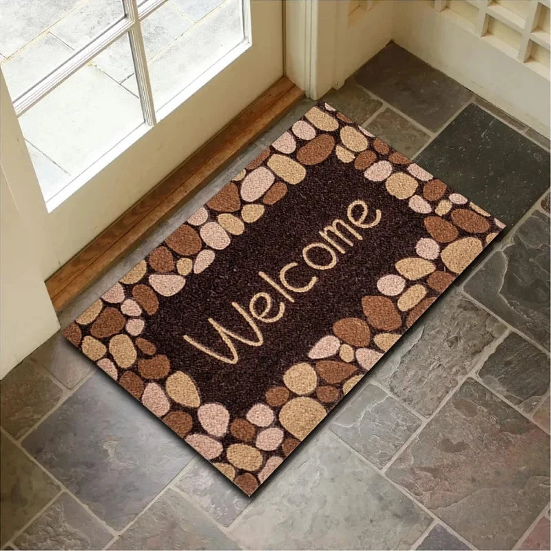 Navak Carpet Stone Wood Grain Pattern Entryway Door Mat Non-Slip Footmat Rug Home Decoration Welcome Carpet Indoor Outdoor Floor Mat