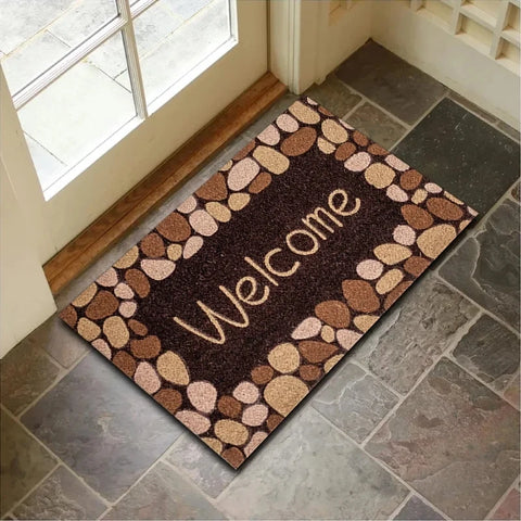 Navak Carpet Stone Wood Grain Pattern Entryway Door Mat Non-Slip Footmat Rug Home Decoration Welcome Carpet Indoor Outdoor Floor Mat