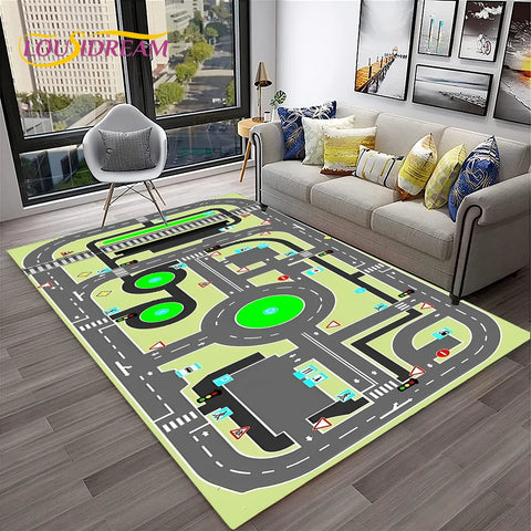 Navak Carpet Child Playmat Traffic Highway City Playroom Carpet Rug for Home Living Room Bedroom Doormat Decor, Area Rug Non-slip Floor Mat