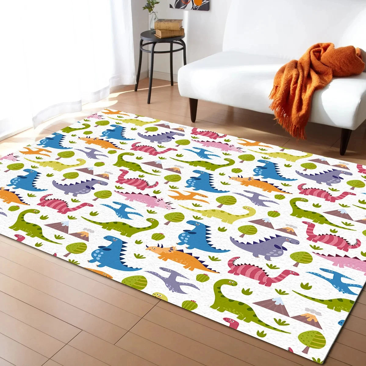 Navak Carpet Cartoon Dinosaur Area Rugs Dino Carpet Non Slip Dinosaur Floor Mat for Playroom Classroom Kidroom Decor Children's Crawling Mat