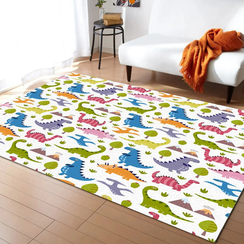 Navak Carpet Cartoon Dinosaur Area Rugs Dino Carpet Non Slip Dinosaur Floor Mat for Playroom Classroom Kidroom Decor Children's Crawling Mat