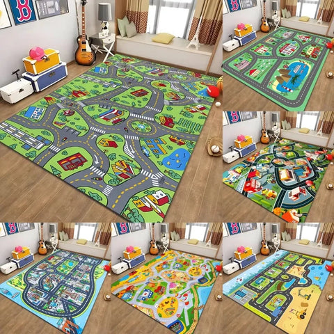 Navak Carpet Children’s Educational City Life Playmat Rug Road Traffic System Carpet for Bedroom Playroom Fun Learning Floor Mat Safe Kids
