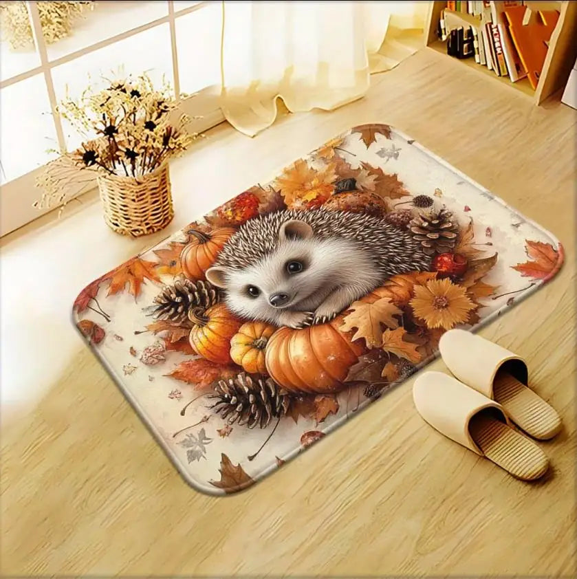Navak Carpet Autumn Harvest Pumpkin Hedgehog Welcome Door Mat Decor Kitchen Corridor Balcony Rugs Bedroom Beside Foot Mat Bathroom Rugs