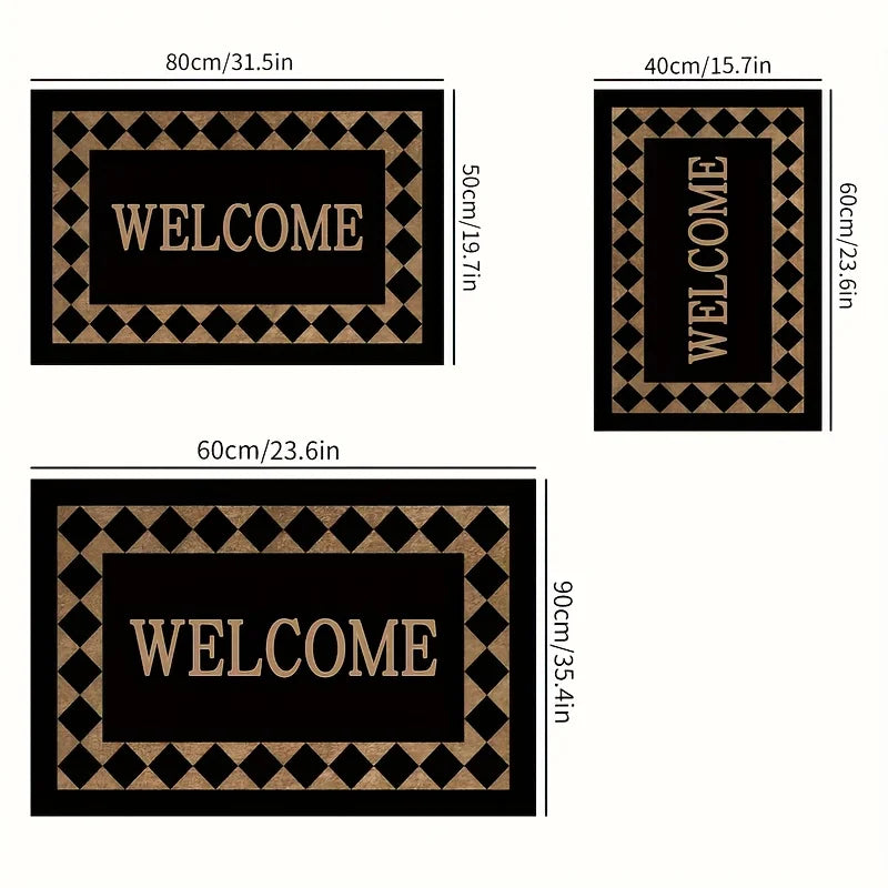 Navak Carpet Geometric Rhombus Pattern Welcome Door Mat Balcony Hallway Laundry Room Rug Living Room Kitchen Bedroom Entry Non-slip Floormat