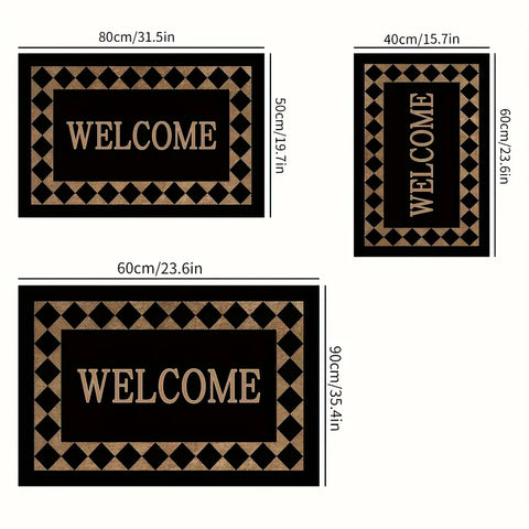 Navak Carpet Geometric Rhombus Pattern Welcome Door Mat Balcony Hallway Laundry Room Rug Living Room Kitchen Bedroom Entry Non-slip Floormat