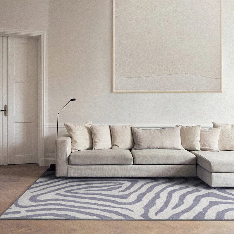 Navak Carpet Nordic Fluffy Plush Carpets for Living Room Light Luxury Zebra Pattern Bedroom Decor Carpet Home Large Area Anti-Slip Lounge Rug