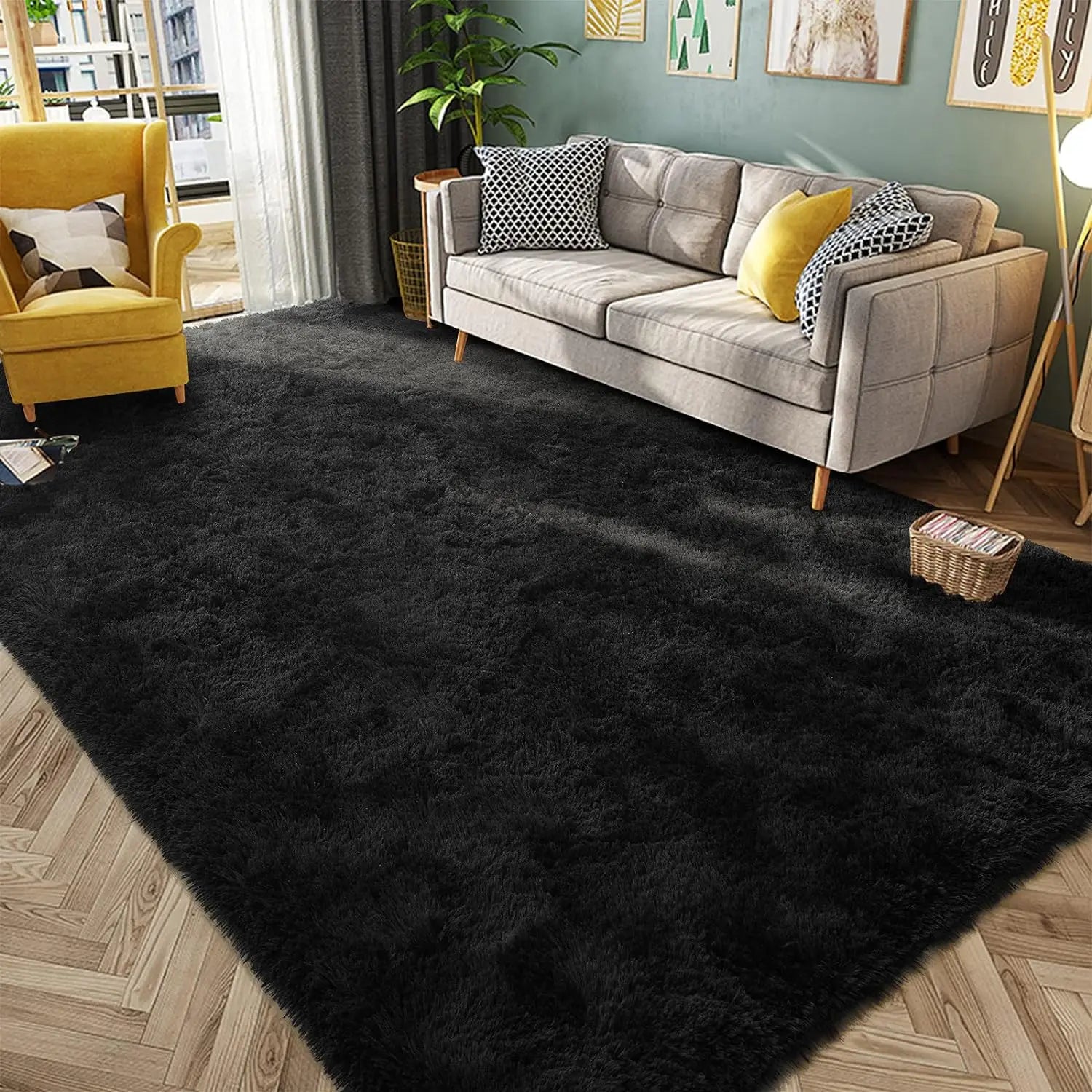 Navak Carpet Silk Wool Carpet Living Room Plush Rug Bed Room Floor Fluffy Mats Non-slip Home Decor Soft Velvet Carpet Kids Room Blankets