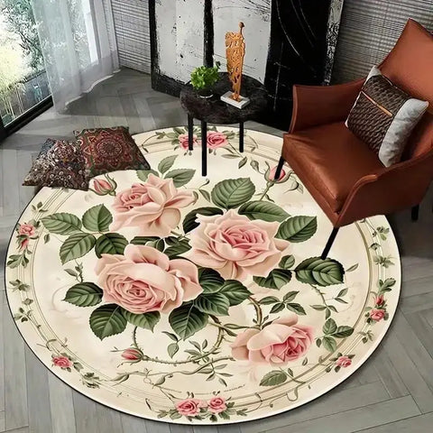 Navak Carpet Exclusive Picks Home Aesthetic Round Bedroom Bedside Pink Carpet Guest Room Princess Floral Floor Cushion Luxury Home Carpet Decoration