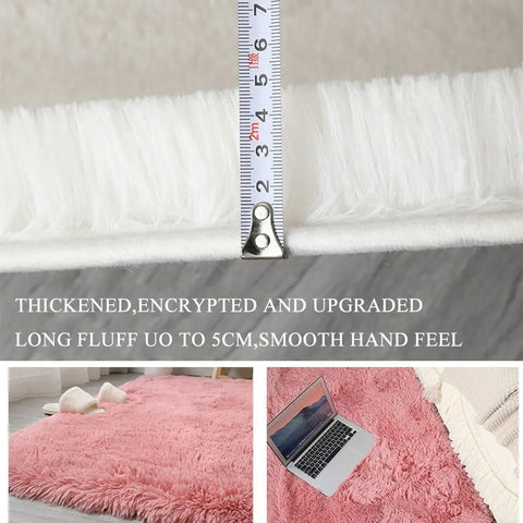 Navak Carpet Bedside Rugs For Children's Room Cute Girls Floor Soft Mat Living Room Decoration White Fluffy Large Kids Pink Bedroom Carpet