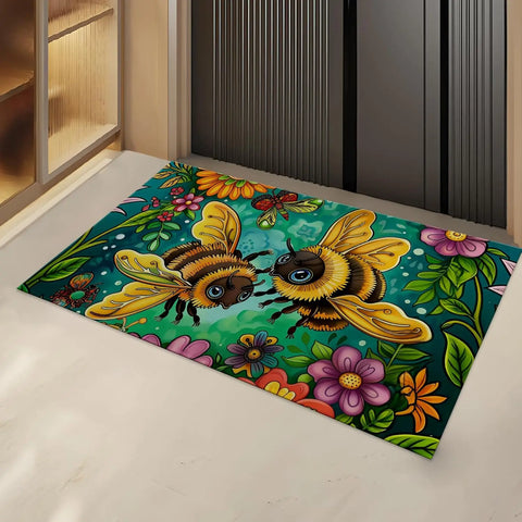 Navak Carpet Elegant Peacock Indoor Door Mat Gifts, Floor Area Rug for Entryway, Living Room or Bathroom, Non-Slip Blue and Green Doormat Hom