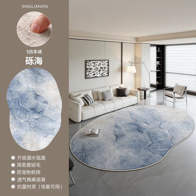 Navak Carpet Light Luxury Bedroom Decor Marble Carpet Irregular Shape Carpets for Living Room Fluffy Soft Plush Rug Home Non-slip Floor Mat
