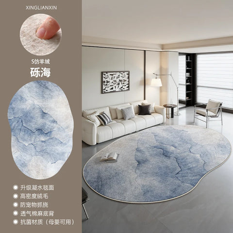 Navak Carpet Light Luxury Bedroom Decor Marble Carpet Irregular Shape Carpets for Living Room Fluffy Soft Plush Rug Home Non-slip Floor Mat