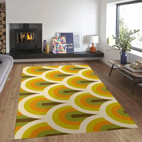 Navak Carpet Mid Century Modern Art Rugs Scandinavian Style Living Room Rug Retro 70s Area Rug Neutral Abstract Geometric Carpet Non Slip