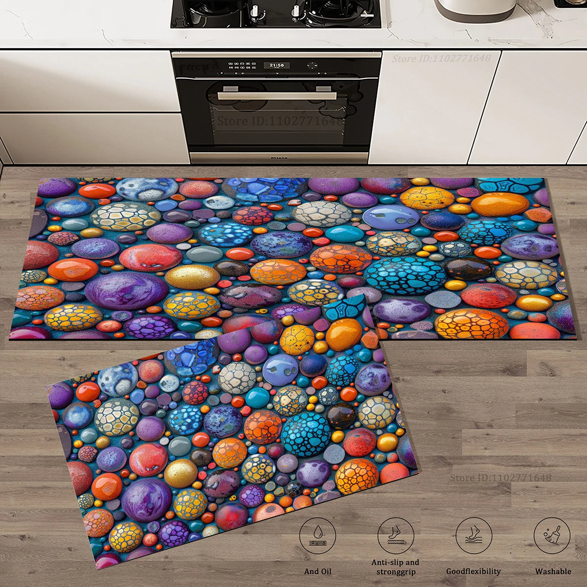 Navak Carpet High Quality Floor Mats Absorbent Non-Slip Kitchen Entrance Doormat Pebble Rug Carpet Waterproof Washable Living Room Stones Mat