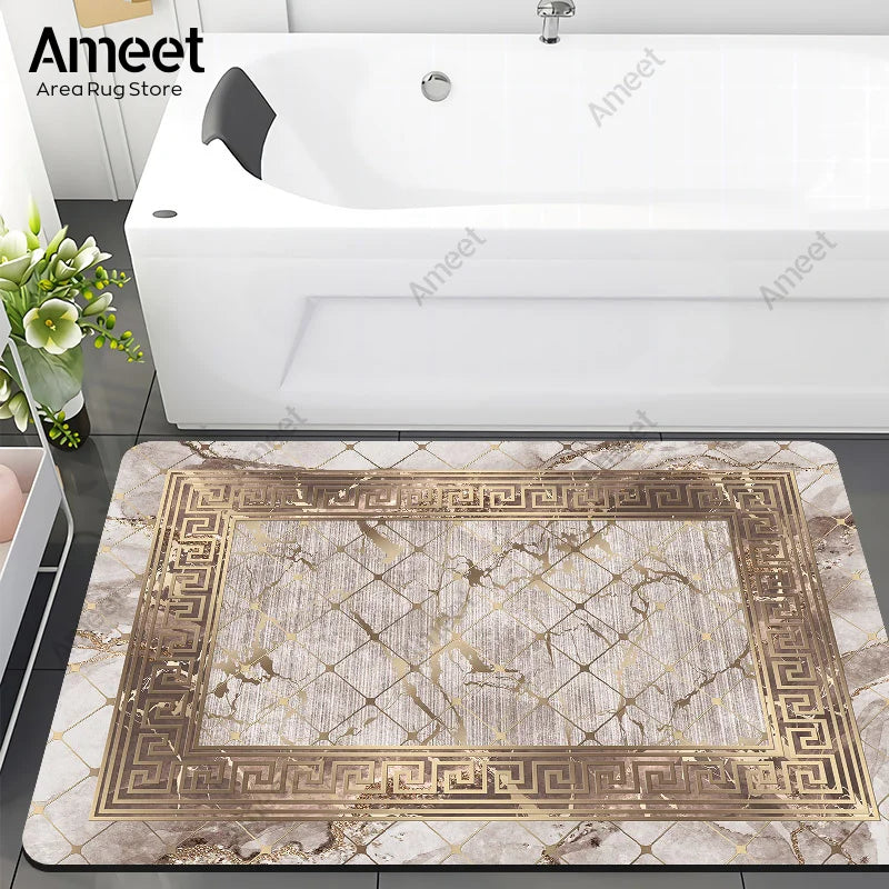Navak Carpet Super Absorbent Floor Bath Mat Bathroom Shower Anti-slip Carpet Quick Dry Rubber Door Mat Nordic Luxury Marble Rug Home Decor