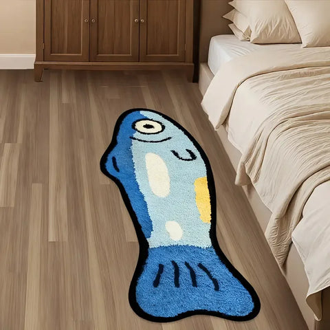 Navak Carpet Exclusive Picks Blue Cartoon Salted Fish Carpet Soft And Washable Home Decor, Suitable For Rooms, Bedrooms, Entrances, And Kitchens