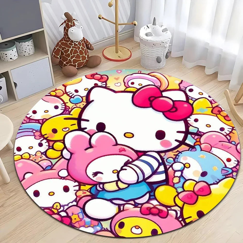 Navak Carpet Daily Picks Sanrio Hello Kitty Carpet Living Room Children's Crawling Mat Round Rug Living Room Area Rug Games Washroom Floor Mat