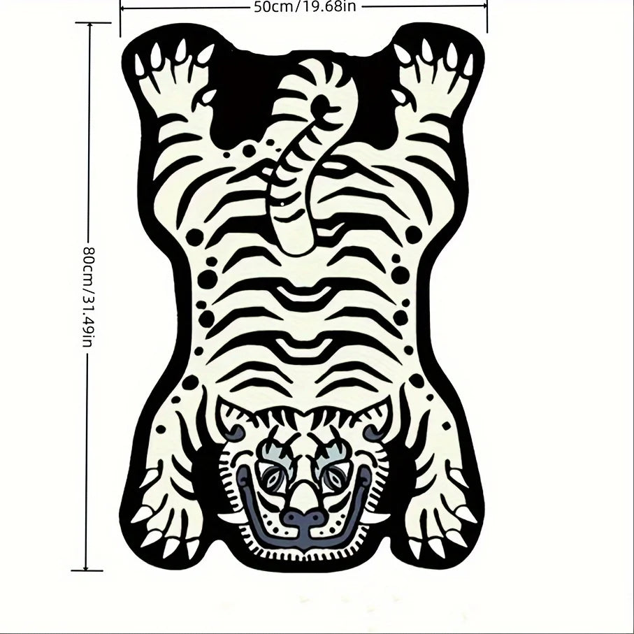 Navak Carpet Exclusive Picks Creative Curved White Tiger Rug - Durable And Easy To Clean - Room Side Rug, Bathroom Entrance Mat, Home Decoration