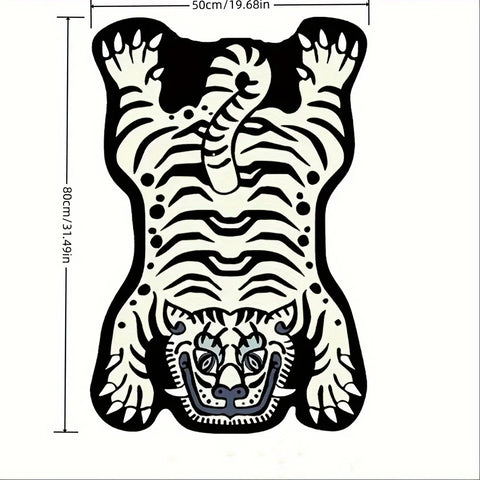 Navak Carpet Exclusive Picks Creative Curved White Tiger Rug - Durable And Easy To Clean - Room Side Rug, Bathroom Entrance Mat, Home Decoration