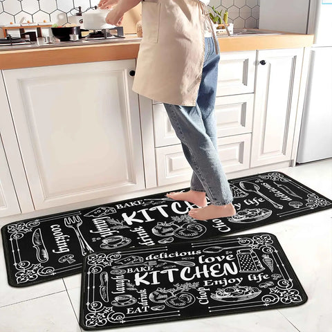 Navak Carpet Exclusive Picks 2PC Coffee Kitchen Rugs and Mats Non-Slip Washable Stain and Fade Resistant,Kitchen Hallway Runner Rug Kitchen Home Decor