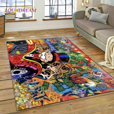 Navak Carpet Game Dollar Monopoly Cartoon Carpet Cute Money Rug For Living Room Bedroom Home Bathroom Floor Mat Non-slip Decoration Sofa