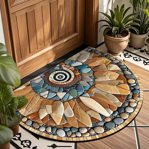 Navak Carpet Non Slip Half Round Doormat Flower Floral Absorbent Welcome Rugs Washable Door Mat Entrance Mat Indoor Outdoor