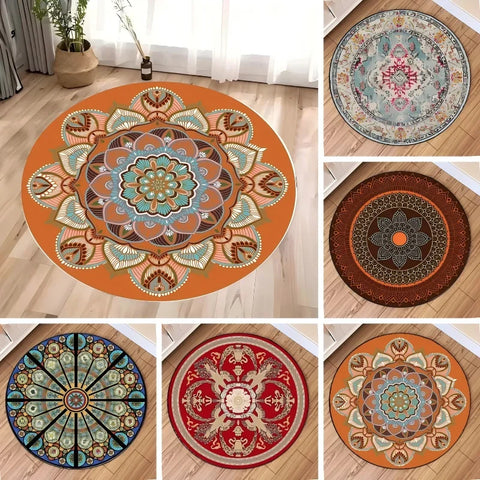 Navak Carpet Bohemia Luxury Classical Round Carpet Living Room Rug Simple Bedroom Toilet Washroom Rugs Comfortable Floor Mats Decoration